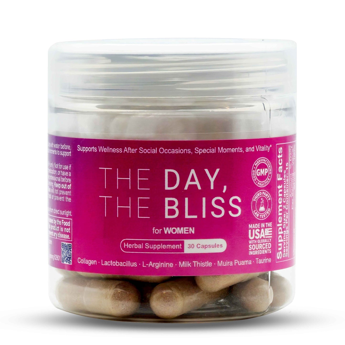 The Day, The Bliss for Women – Triple-Function Herbal Capsules | Supports Wellness After Social Occasions(Drinking - Hangover), Special Moments(Making love), and Women’s Vitality* 30 Capsules (15 Servings)
