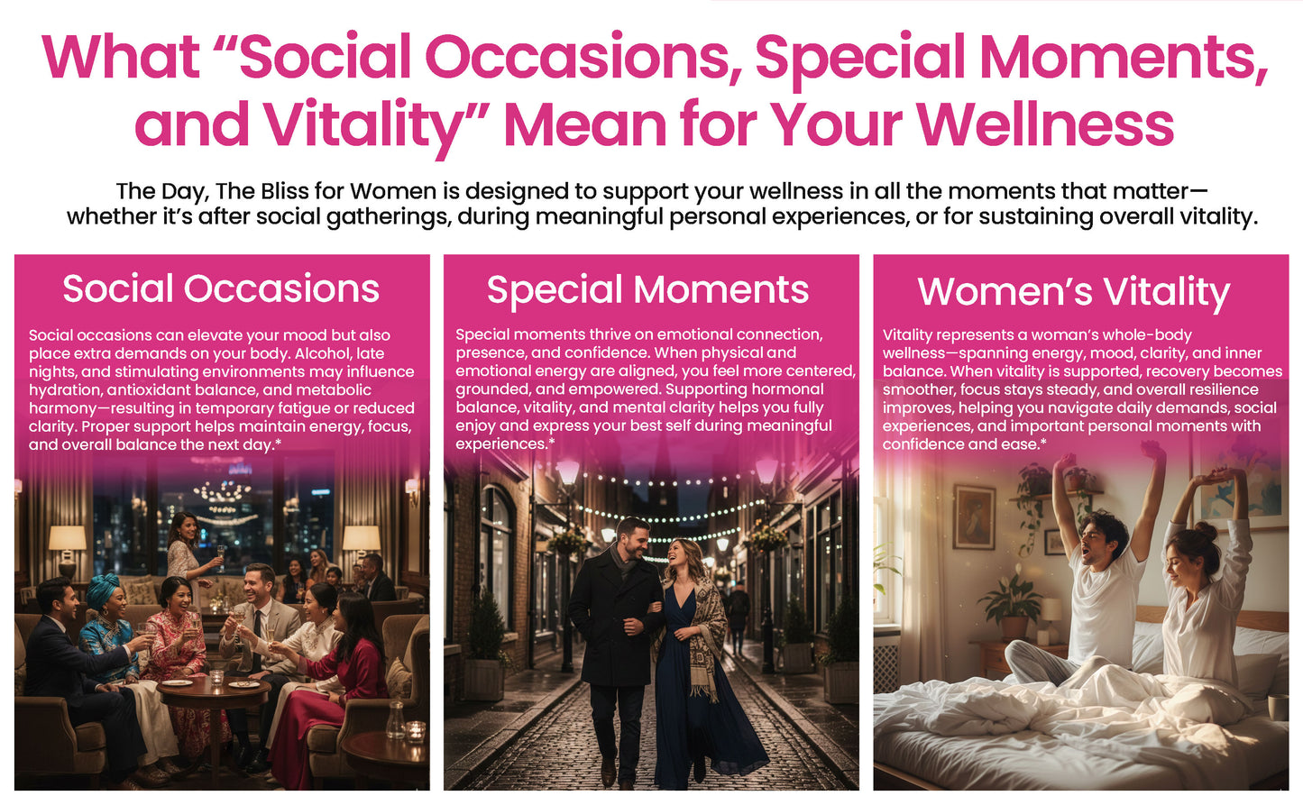 The Day, The Bliss for Women – Triple-Function Herbal Capsules | Supports Wellness After Social Occasions(Drinking - Hangover), Special Moments(Making love), and Women’s Vitality* 30 Capsules (15 Servings)